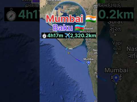 Mumbai to Azerbaijan flight route #googleearth #vueling #airplane #travel #aeroplane #map #world