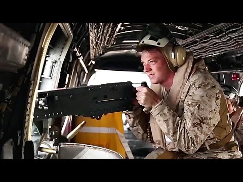 Usmc Door Gunners Ch 46e Sea Knight Helicopter Boeing Vertol