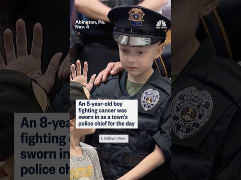 An 8-year-old boy fighting cancer was sworn in as a town's police chief for the day