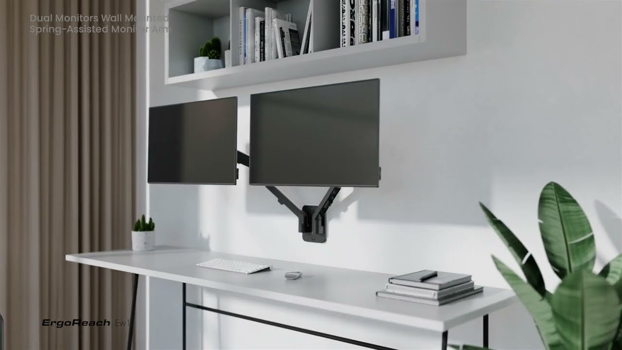 Rocstor ErgoReach EW1 Premium Dual Ergonomic Monitor Wall Mount Arm