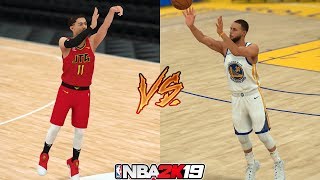 Trae Young vs Stephen Curry in a Half Court Shot Contest NBA 2K19