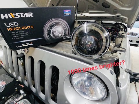 Jeep led headlights hwstar starry dragon eye install review watch the end #jk #offroad