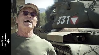 Arnold Schwarzenegger likes to crush things with his tank Video