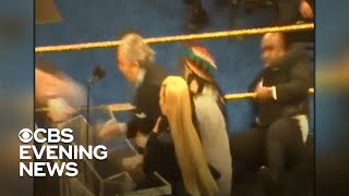 WWE legend Bret Hart tackled during hall of fame speech