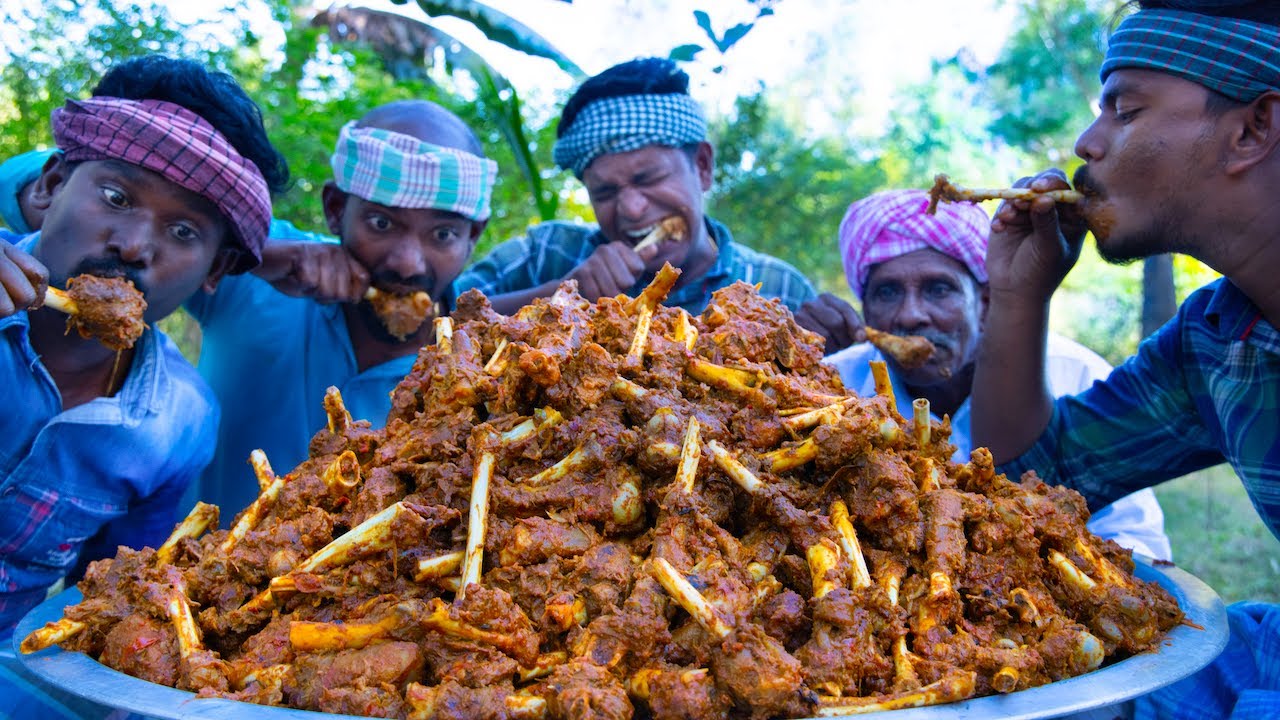 MUTTON BONE MARROW | Chettinad Mutton Bone Marrow Cooking and Eating in Village | Mutton Recipes