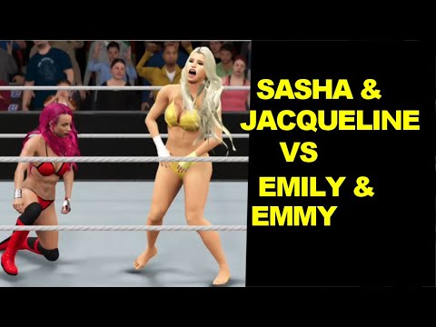 WWE 2K17 Sasha Banks & Jacqueline vs Amazons Emily & Emmy - Tag Team