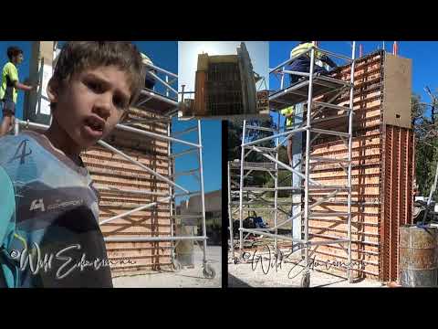 Rammed Earth Wall (Carport 3a) 2 Columns and Doorway to support Truss Timelapse.