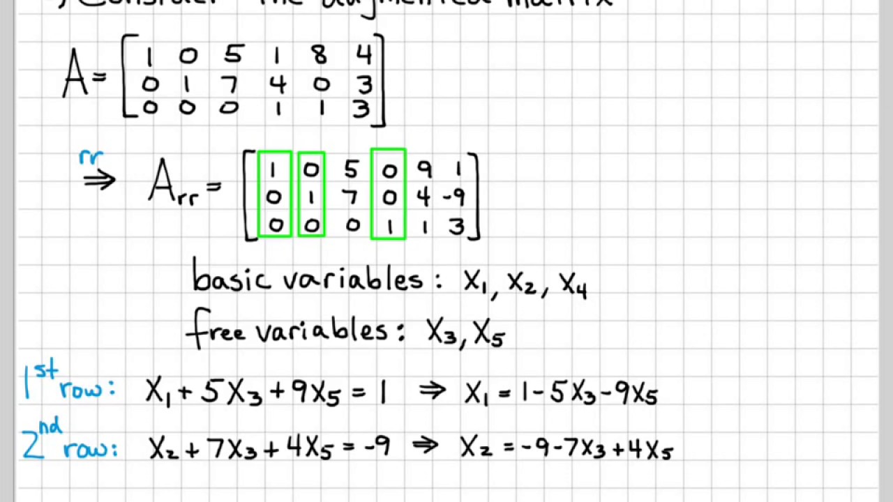Linear Algebra Example Problems - General Solution of Augmented Matrix