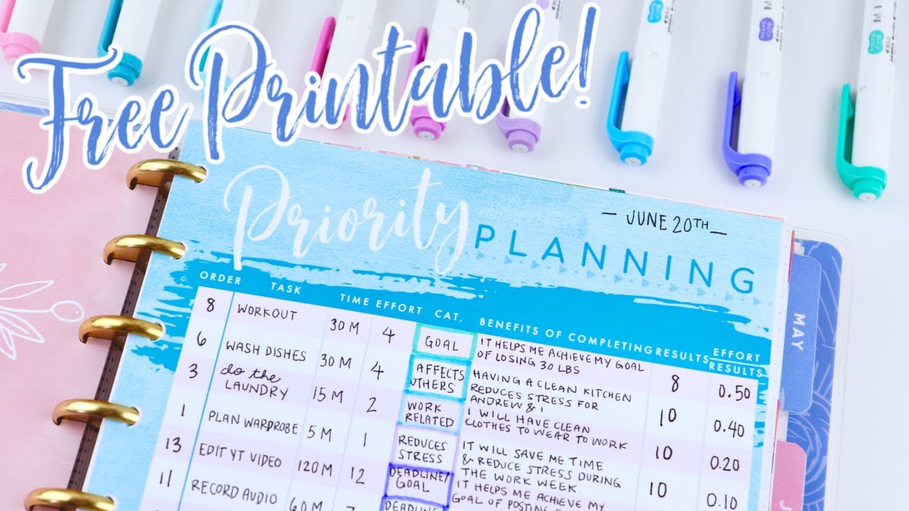 FREE PRINTABLE! | FUNCTIONAL PLANNING | How to Prioritize Tasks in a Happy Planner