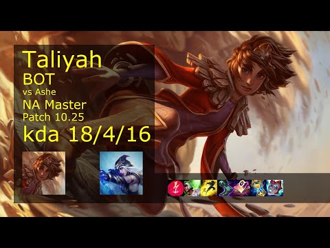 Taliyah Bot vs Ashe - NA Master 18/4/16 Patch 10.25 Gameplay