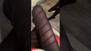 Sexy Spiral Ribbon Pantyhose Nylons Black Tights, Stockings Hosiery Legs Feet Toes Girl Model