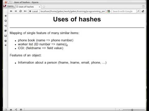 Beginner Perl Maven tutorial: 7.1 - a hash and its uses