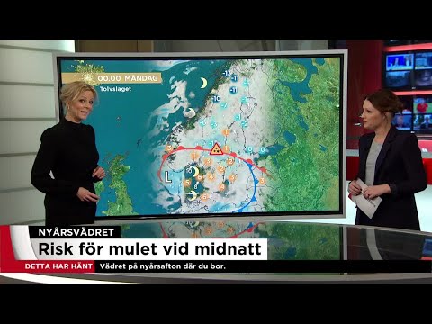 Nyårsvädret - så blir det vid tolvslaget där du bor - Nyheterna (TV4)