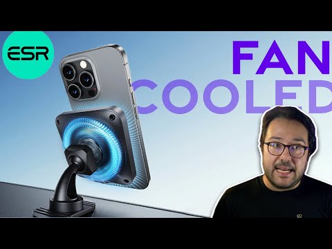 Wireless Car Charger, [Phone Cooling Fan＆RGB Lights] 15W Car Mount Charger, 360°Rotation Magnetic Phone Holder for iPhone 17/16/15/14/13/12(Orange) video review thumbnail