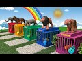 Baby Animals Meet Green Aliens - Rhino, Horse, Elephant, Tiger and Lion