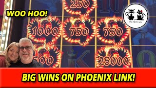 WINNING BIG ON PHOENIX LINK SLOT MACHINE IN LAS VEGAS! BIG WIN BONUSES #theslotcats #slots #vegas