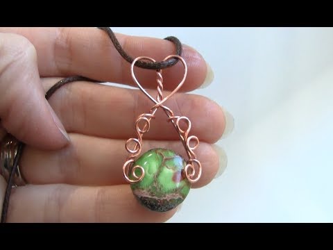 Beginner Bead Wire Wrap Swirly Pendant Heart Bail