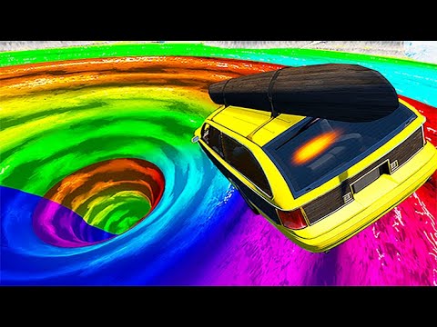 Top 10 Best Car Jumps Into Volcano Rainbow & Other Vortex - BeamNG drive