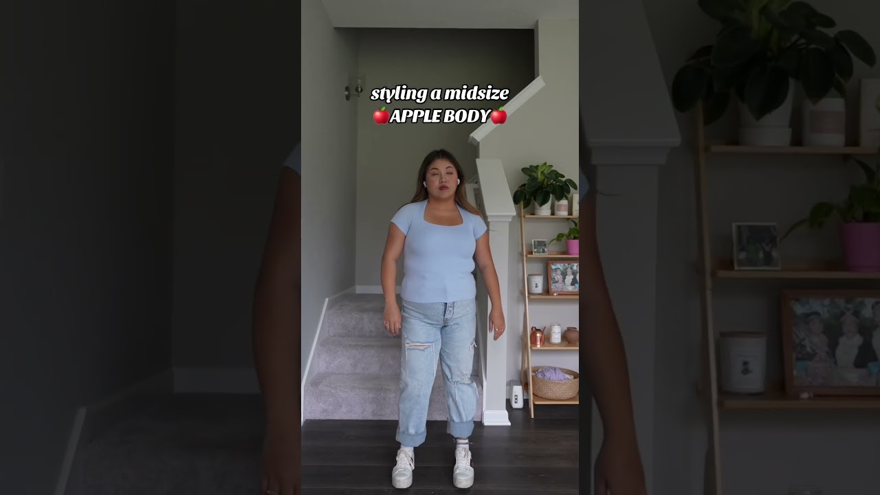 How to style your APPLE BODY 🍎 #ootd #midsizefashion #style #apple #body #shortsw