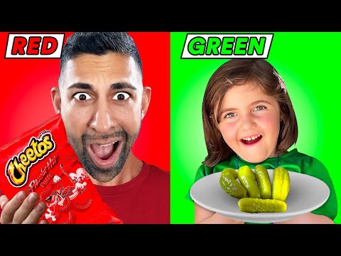 Eating ONE COLOR for 24 Hours ft. @The Anazala Family  | Dhar and Laura