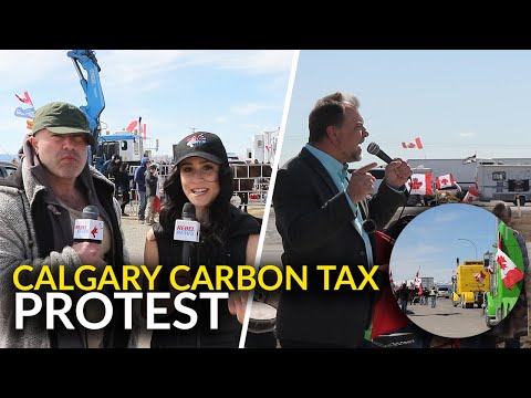 Axe the Tax protesters near Calgary: 'Carbon tax' increasing homelessness, addiction, panhandling