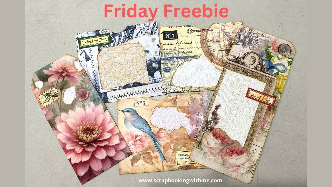 NEW! FRIDAY FREEBIE ~ TORN POCKETS AND TAGS WITH LACE BACKGROUNDS
