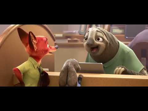 Trailer collage: Finnick’s van blasting music, Judy’s radio hand on the dial, and the end-credits Gazelle concert