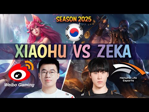 WBG Xiaohu vs HLE Zeka - Xiaohu AHRI vs Zeka RYZE Mid - Patch 25.10 KR Ranked | lolrec
