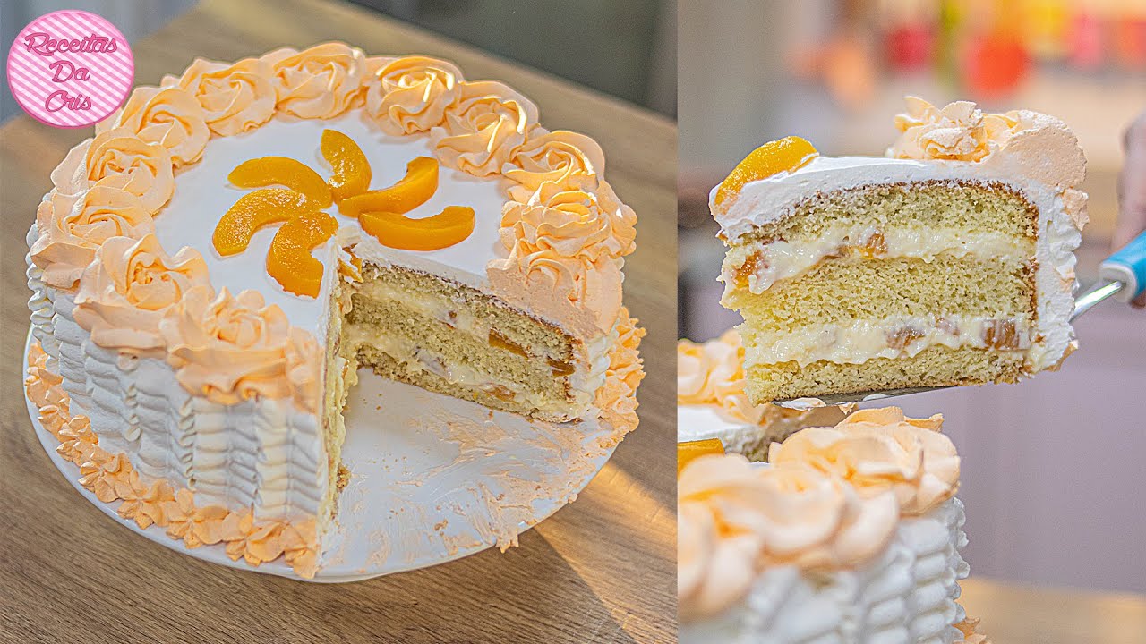 BOLO GELADO DE PÊSSEGO |PARA INICIANTES | CONFEITARIA CASEIRA DA CRIS | RECEITAS DA CRIS