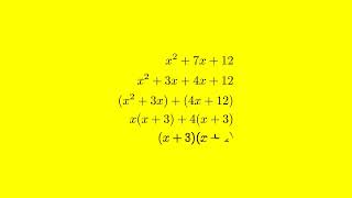 How to Factorize x^2 + 7x + 12 | Step-by-Step Quadratic Equation Factoring Tutorial