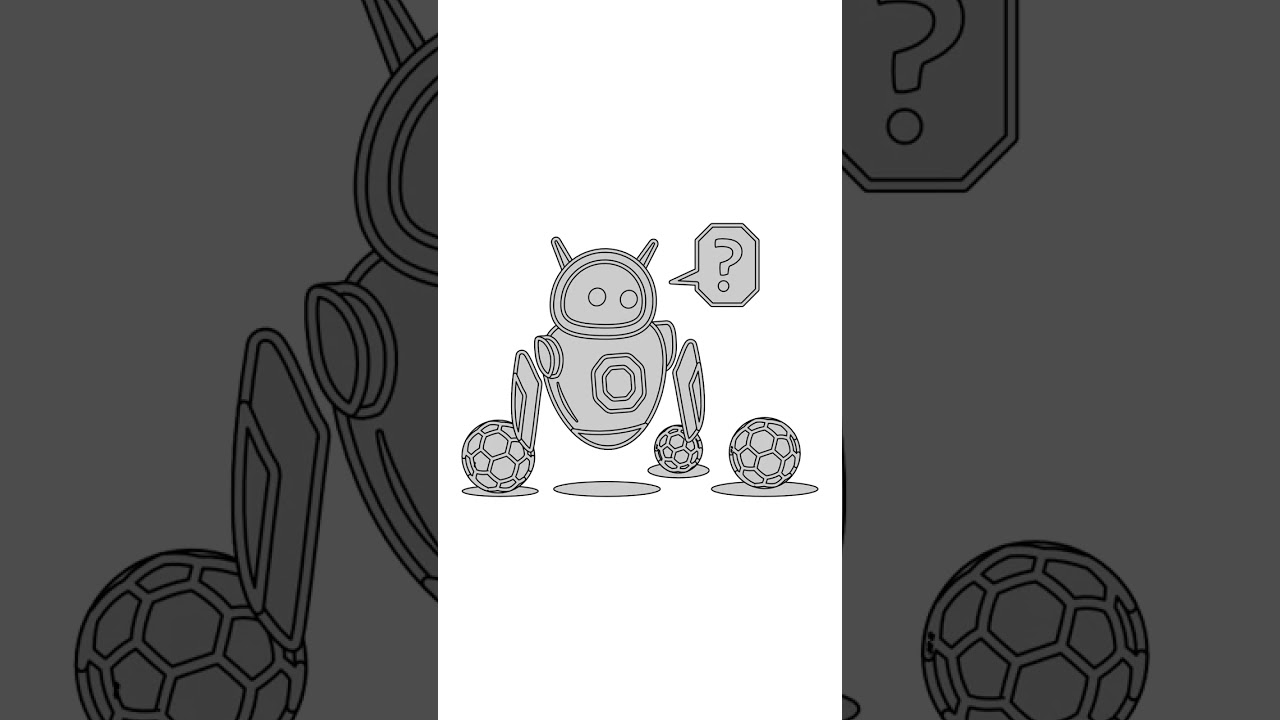 Cute purple robot confuse with ball vector illustration