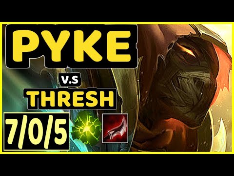 SIRNUKESALOT (PYKE) vs THRESH - 7/0/5 KDA BOTTOM SUPPORT GAMEPLAY - EUW Ranked GRANDMASTER