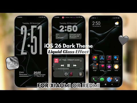 iOS 26 Dark Liquid Glass Effect Theme (Customizable) on Redmi (MIUI) or Xiaomi (HyperOS)