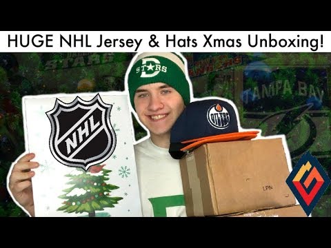 HUGE NHL Jersey & Hats Christmas Unboxing! (Holiday Jerseys & Sports Unbox Haul 2019-20)