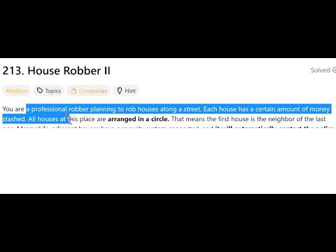 House Robber II | @faang-academy