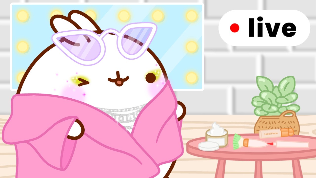 Molang’s Superstar Makeup Routine 💄✨ Glam & Kawaii Moments | Live for Kids 🔴