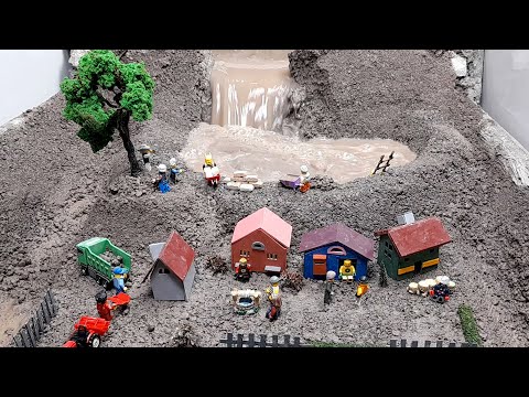 LEGO DAM BREACH MOVIES Part 2 - Under Contruction Village Flood Disaster