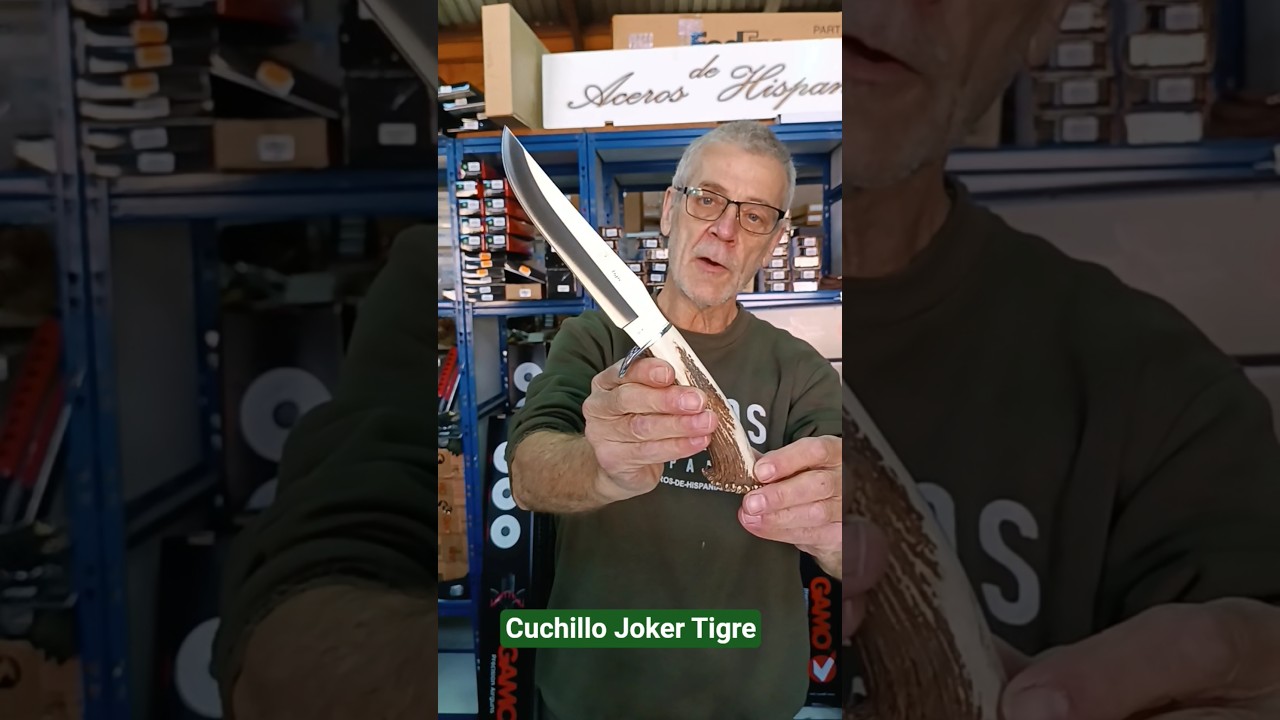 TIGER JOKER BERGMESSER, HIRSCHROSETTE UND KLINGE 17 CM.