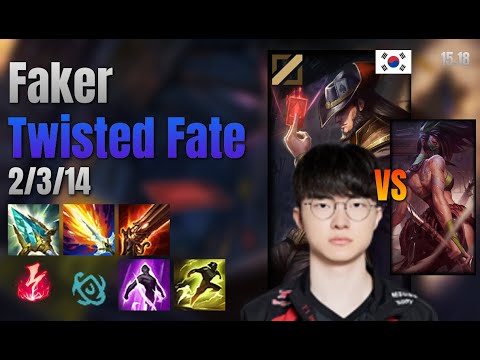Faker Mid Twisted Fate vs Akali lol KR solo rank Full Game 15.18 | 페이커 트위스티드 페이트 vs 아칼리