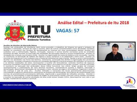 Concurso Prefeitura de Itu - Análise do Edital - Auxiliar de Monitor de Educação Básica e PEB