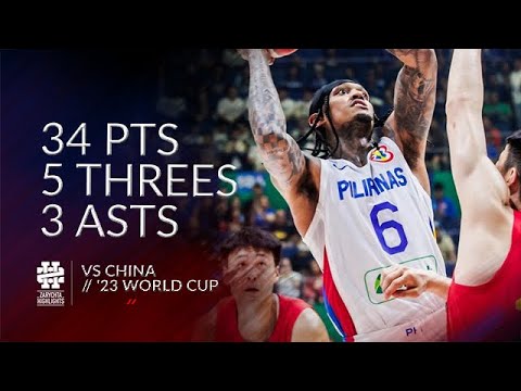 Jordan Clarkson 34 pts 5 threes 3 asts vs China World Cup 2023