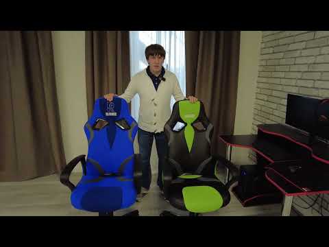 Кресло компьютерное RUNNER кож/зам/ткань, черный/зеленый, арт.11736 в Челябинске - видео 16