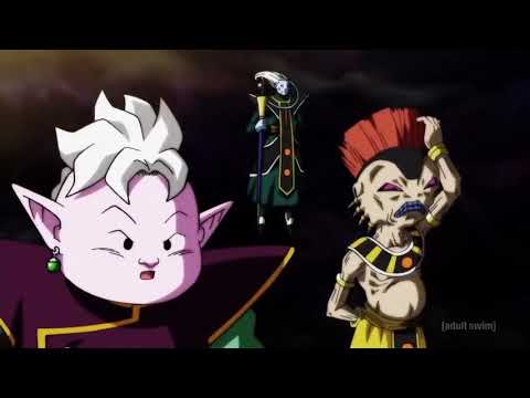 Jiren appears behind scare Goku, All universes gather at the tournament, Tournament of Power Begins