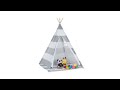 Tipi Zelt für Kinder Braun - Grau - Weiß - Holzwerkstoff - Textil - 120 x 160 x 120 cm