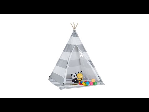 Tipi Zelt für Kinder Braun - Grau - Weiß - Holzwerkstoff - Textil - 120 x 160 x 120 cm