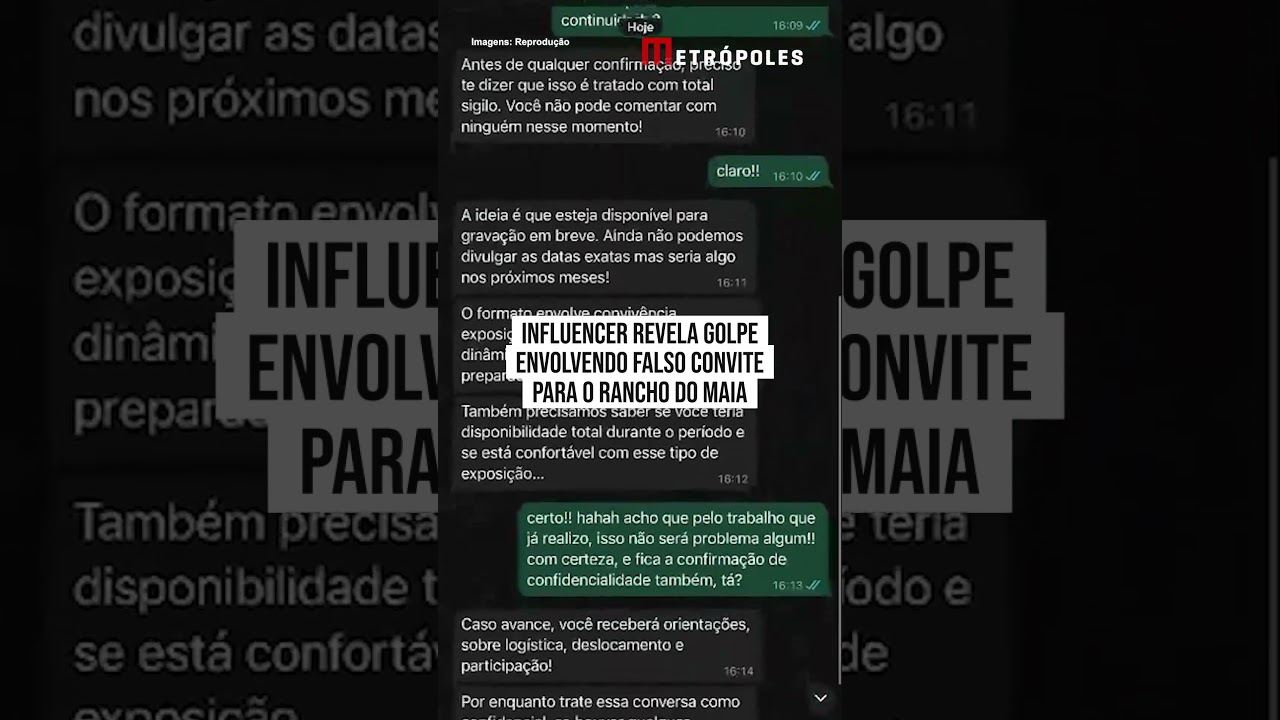 Influencer revela golpe envolvendo falso convite para o Rancho do Maia
