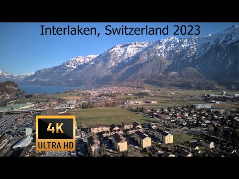 Interlaken, Switzerland 2023, 4K Aerial Drone Stock Footage, Mini 3 Pro