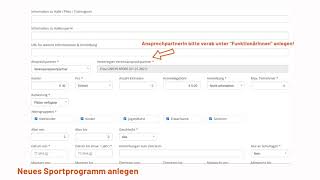 Sportangebot in der SPORTUNION-Datenbank anlegen