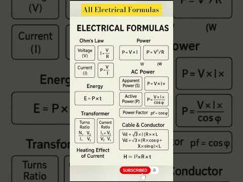 All Electrical Formulas 😱😱 #electrical #formula #tips #physics #shorts #viral