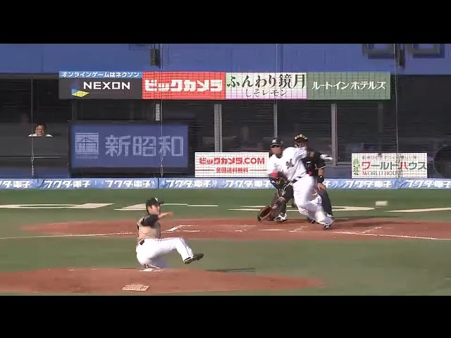 【6回裏】マリーンズ・今江 ピッチャー強襲タイムリーでリードを広げる!! 2015/10/4 M-F